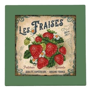 Vintage French Strawberry Fruit Sign